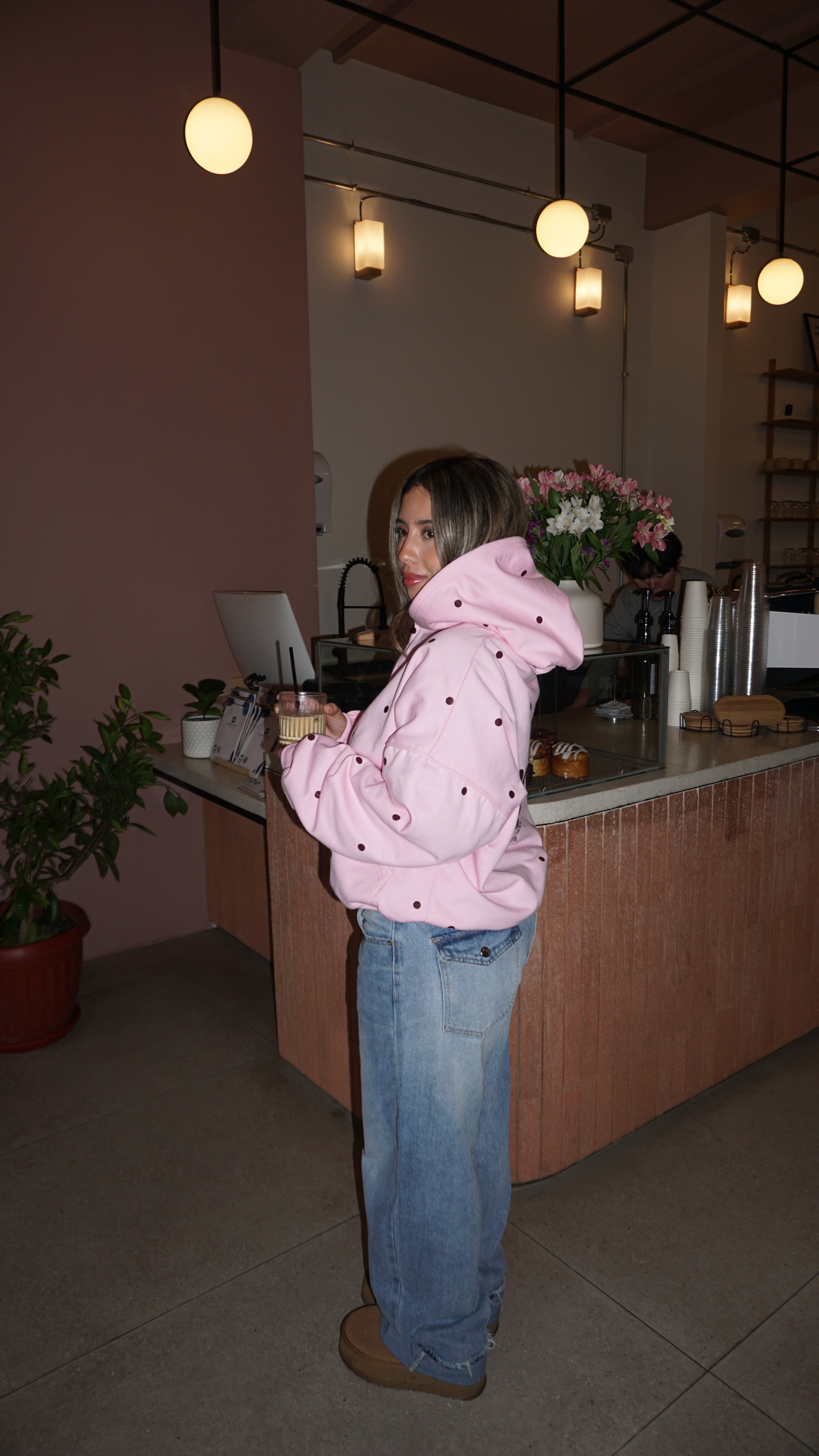 Polka Dot Pink Hoodie | Comfort club