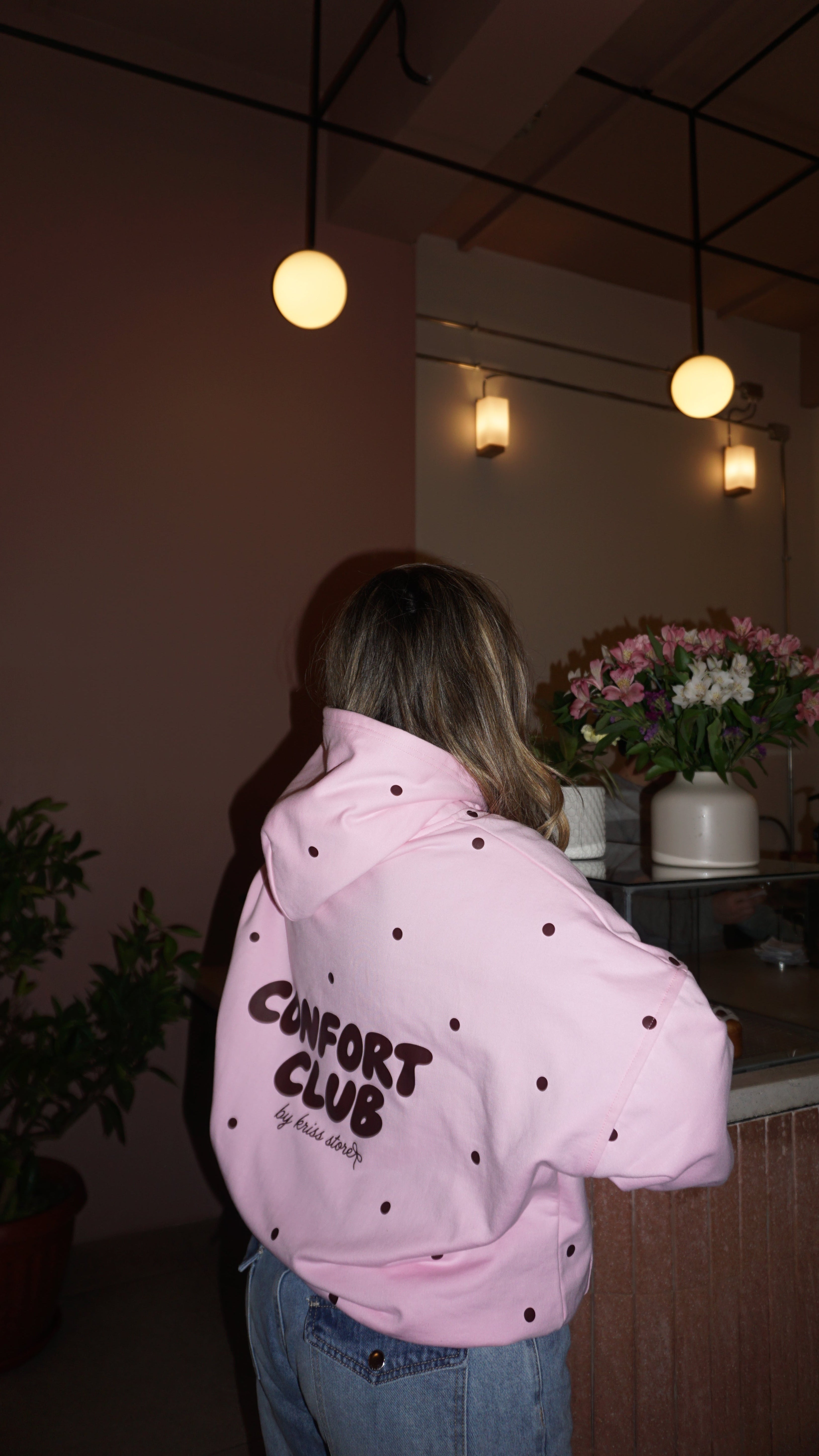 Polka Dot Pink Hoodie | Comfort club