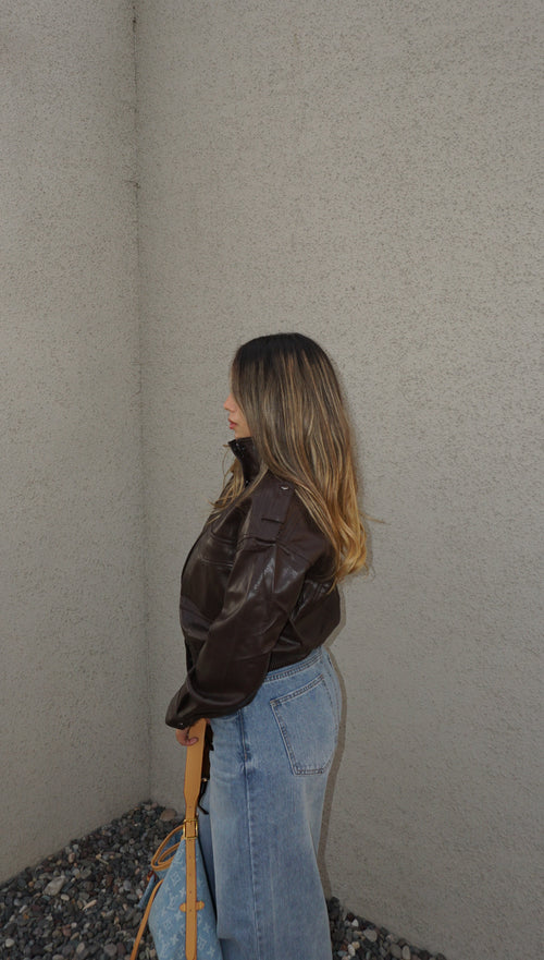 Bomber cuello alto café