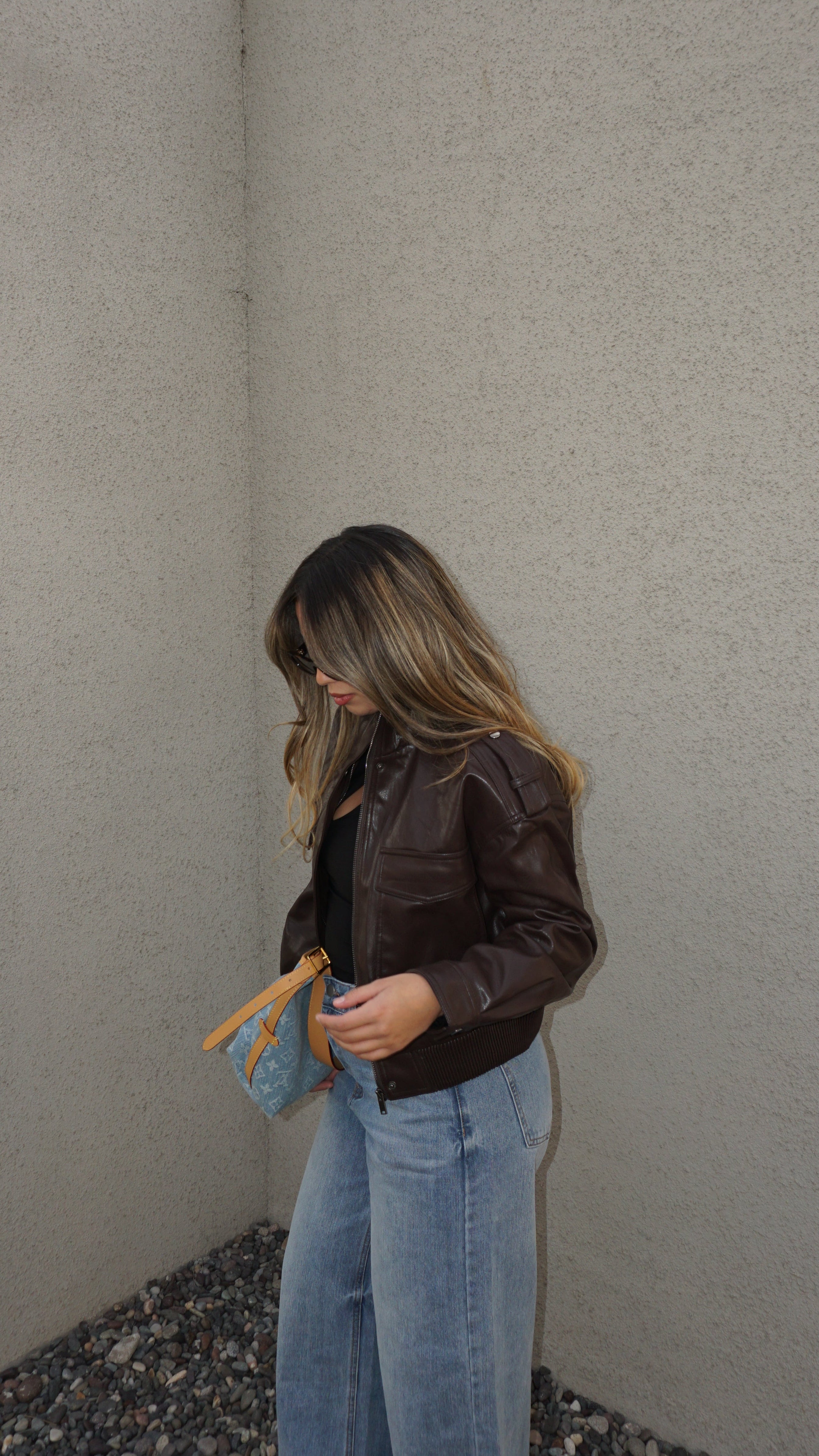 Bomber cuello alto café