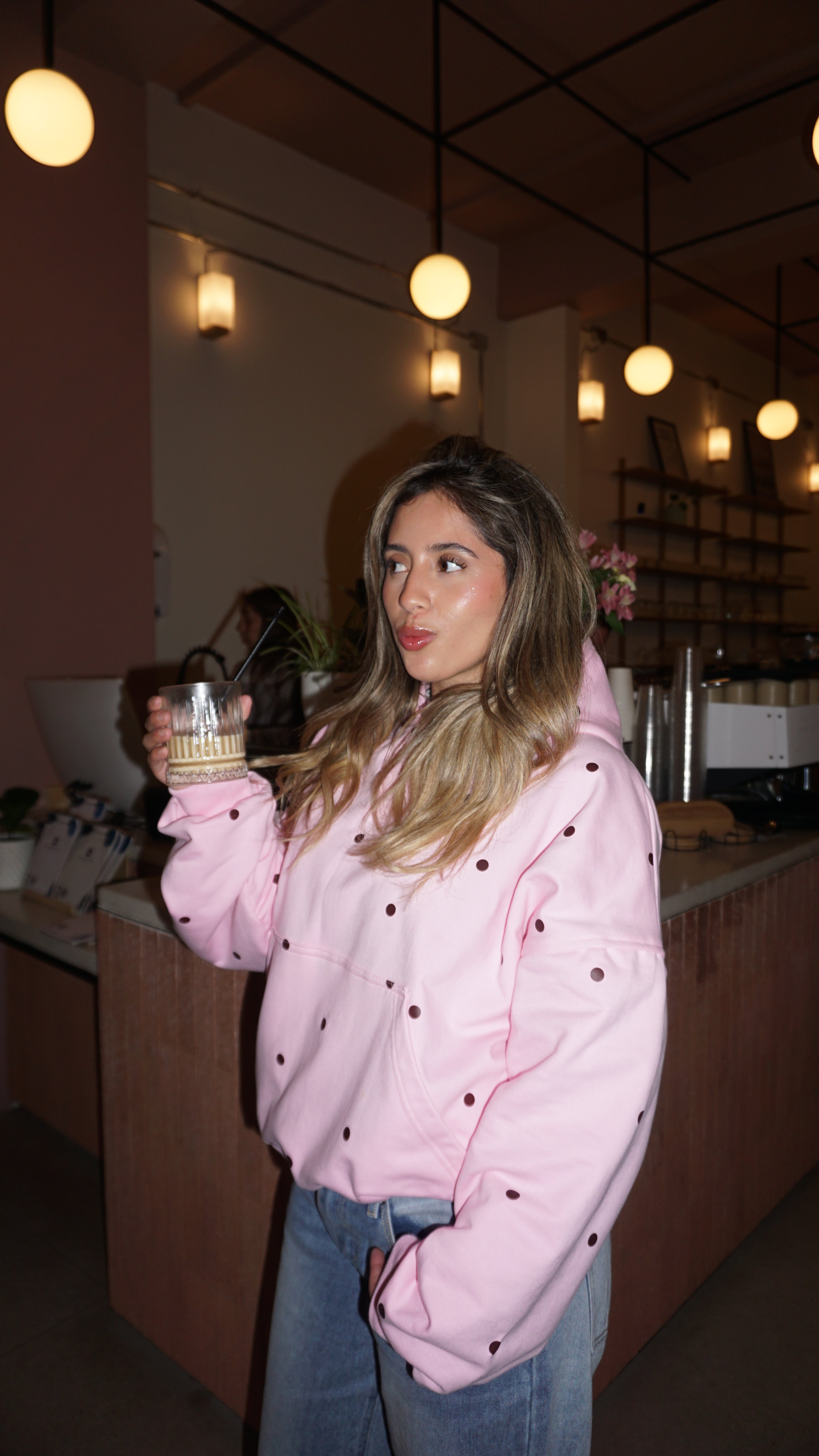 Polka Dot Pink Hoodie | Comfort club