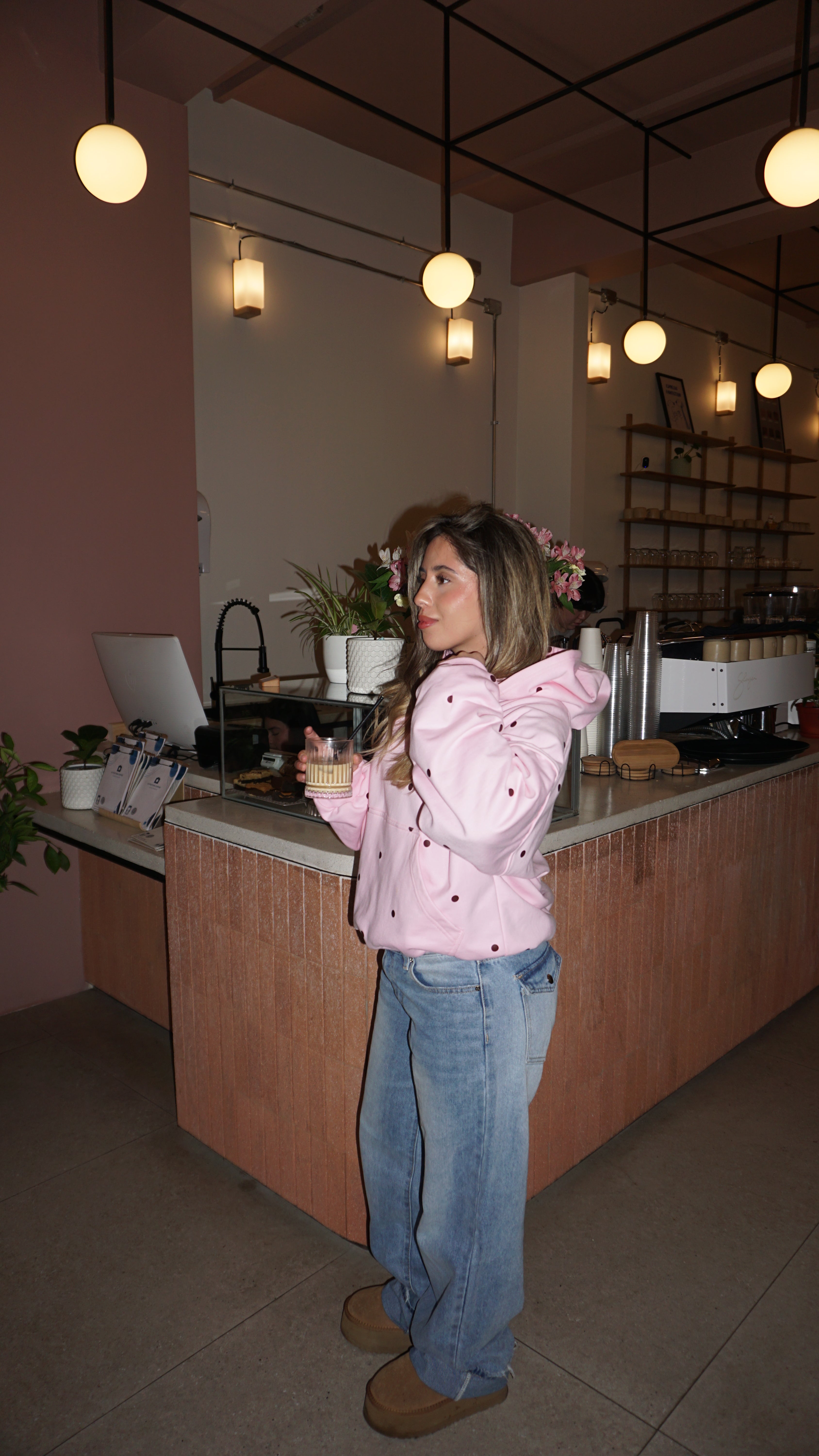 Polka Dot Pink Hoodie | Comfort club