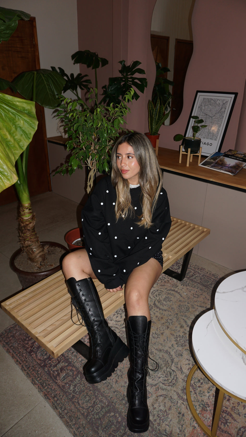 Polka Dot Black Hoodie | Comfort Club