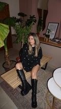 Polka Dot Black Hoodie | Comfort Club