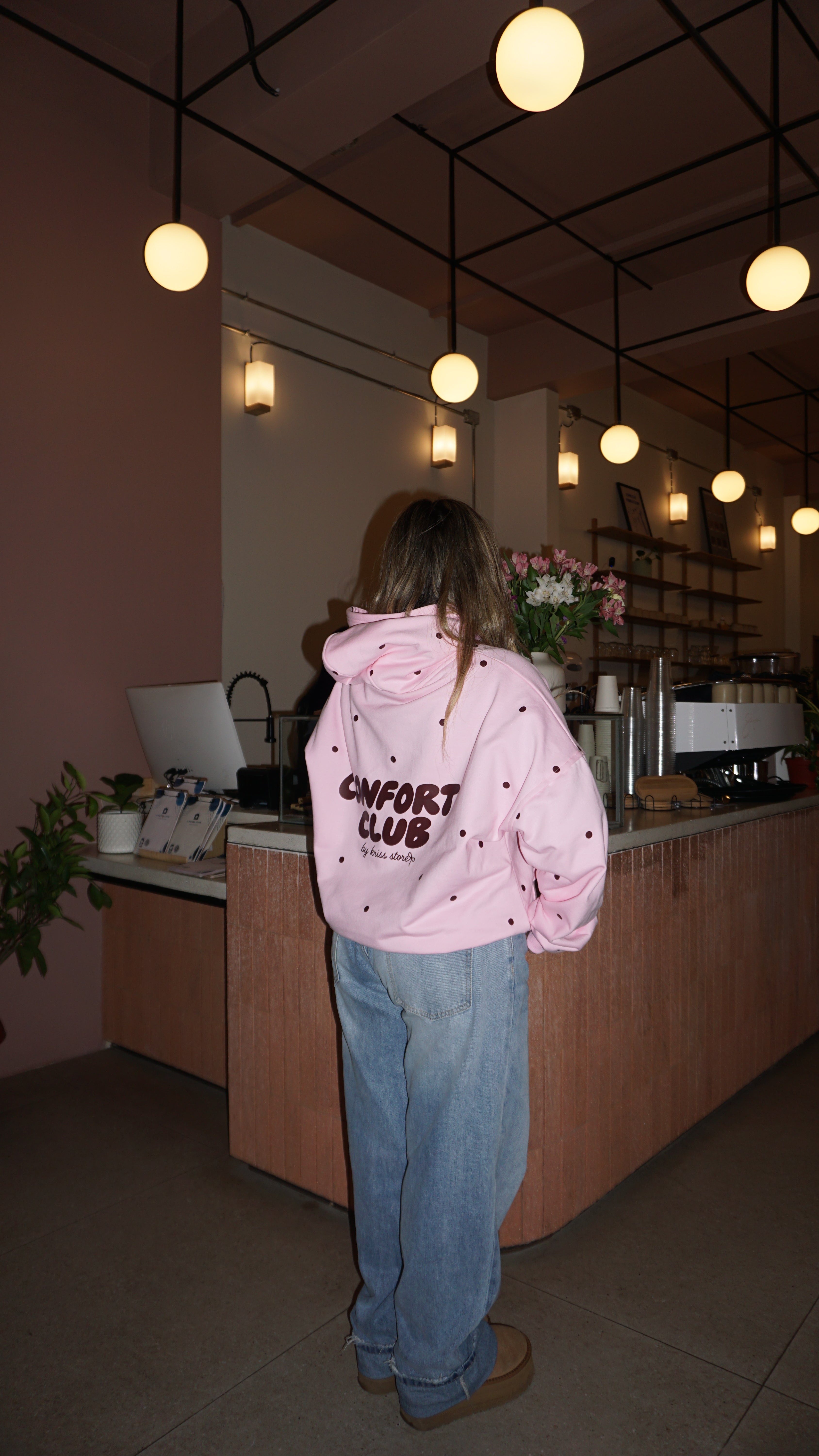 Polka Dot Pink Hoodie | Comfort club