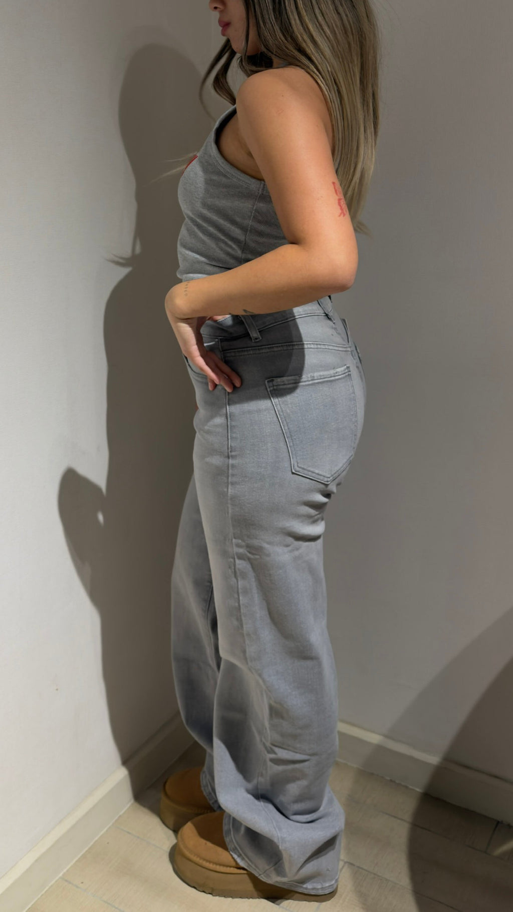 Jeans Cloud Grey | Tiro alto